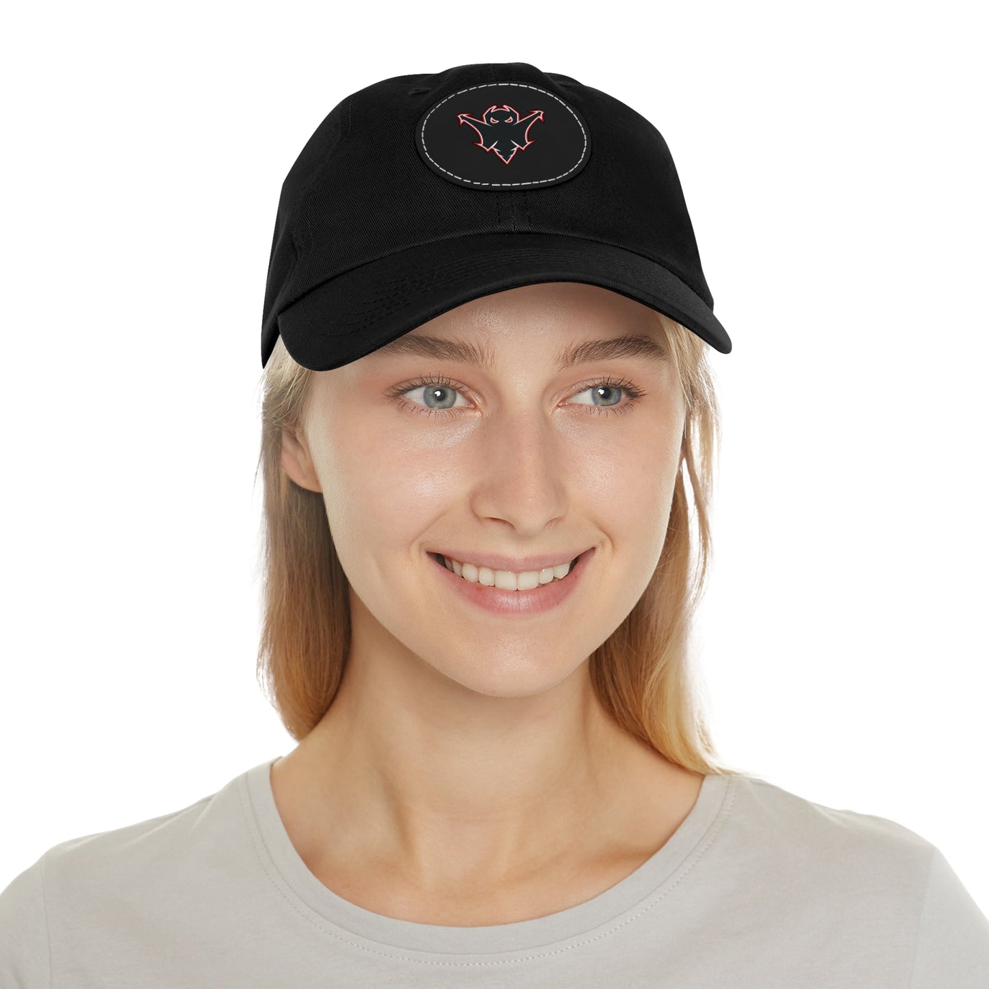 Embroidered Ghost Leather-Patch Dad Hat Printify