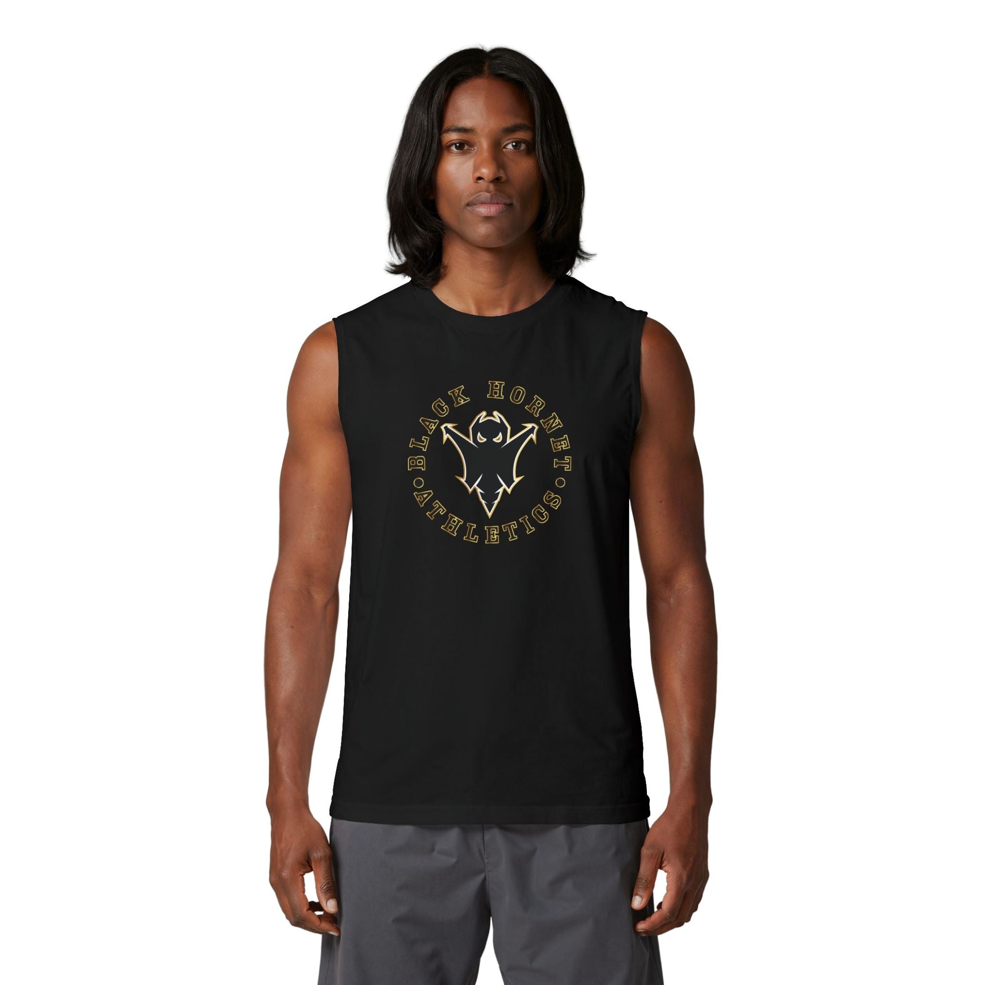 Black Horns Crest Muscle Tank — "Black Horns Heavy Metal" Graphic Printify