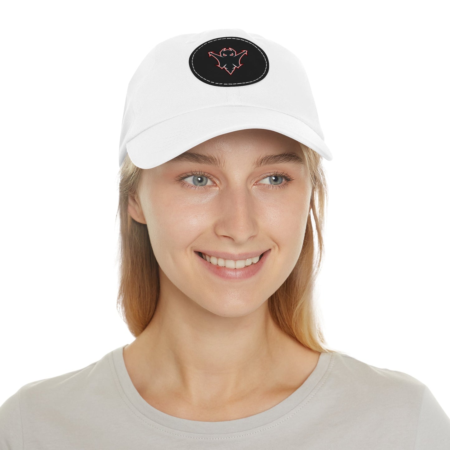 Embroidered Ghost Leather-Patch Dad Hat Printify