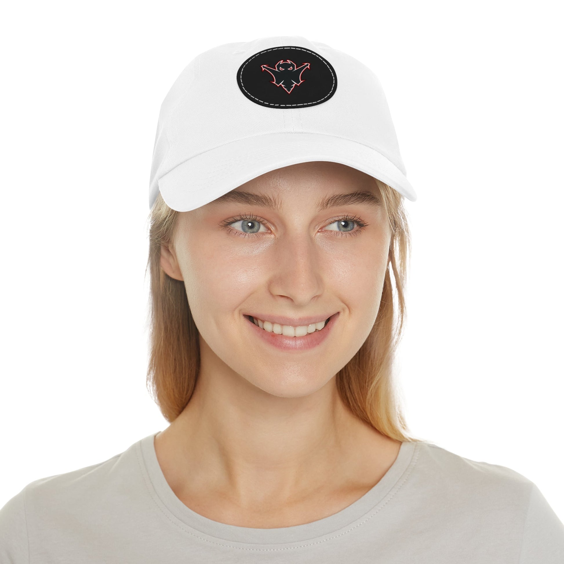 Embroidered Ghost Leather-Patch Dad Hat Printify