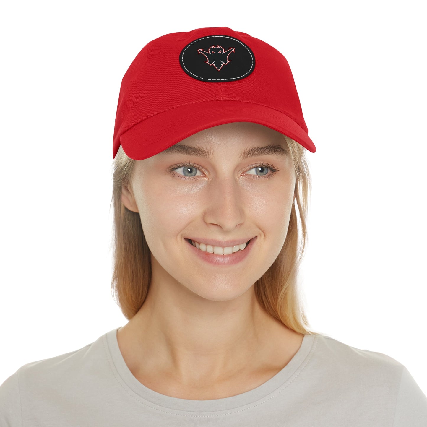 Embroidered Ghost Leather-Patch Dad Hat Printify